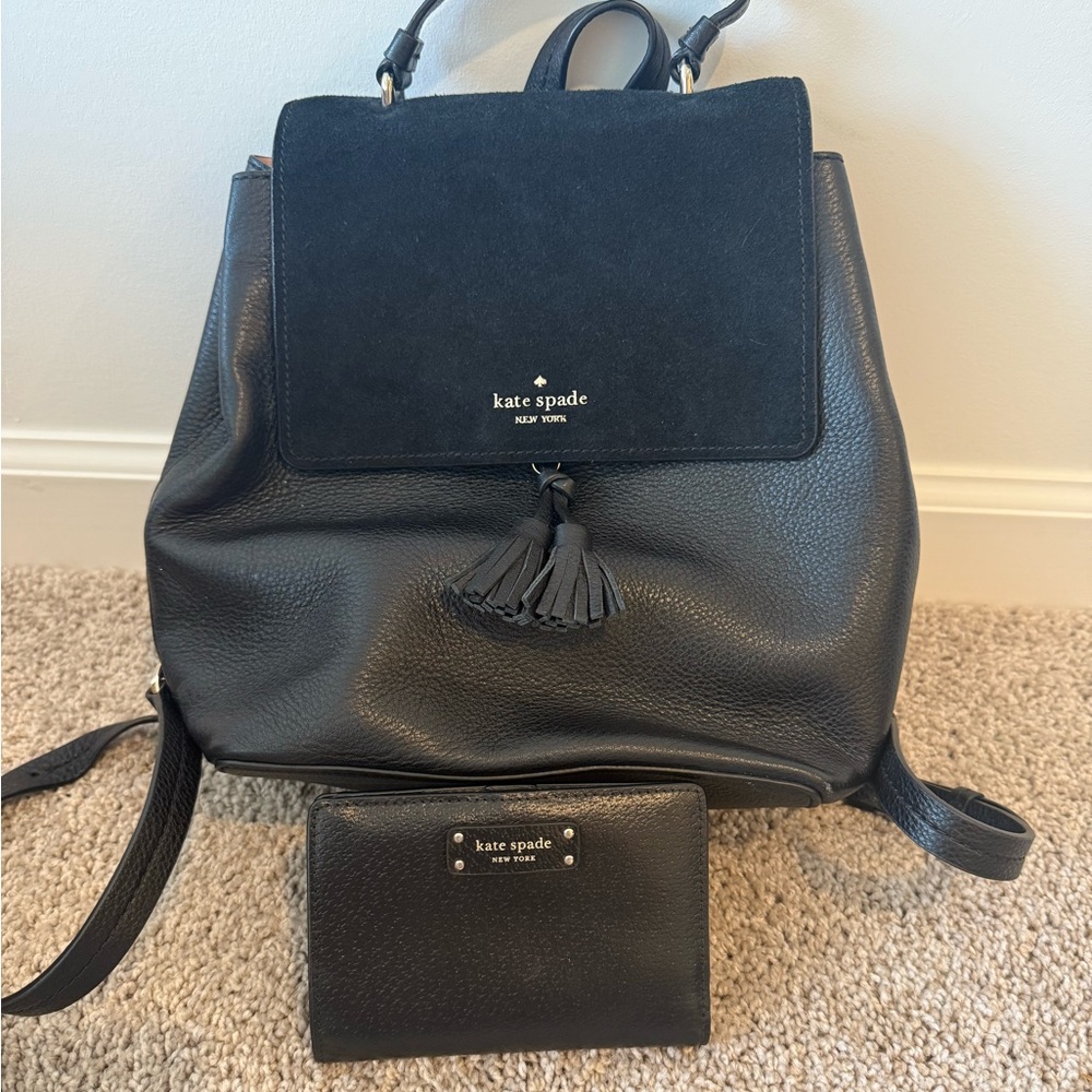 Kate Spade Black Backpack with Tassel and Wallet